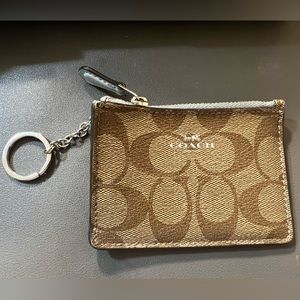 Coach Cardholder in Signature Canvas and Baby Blue Leather